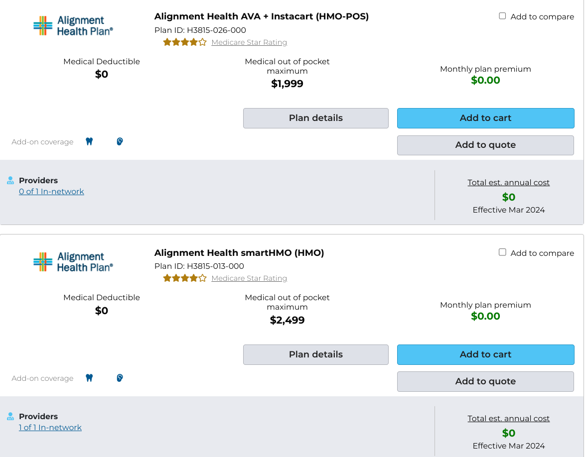 Los Angeles Cash Back Part B plans from Alignment health