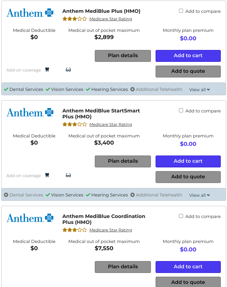 quote bay area anthem advantage plans