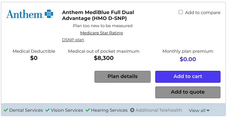 quote los angeles dual eligible plans with Anthem