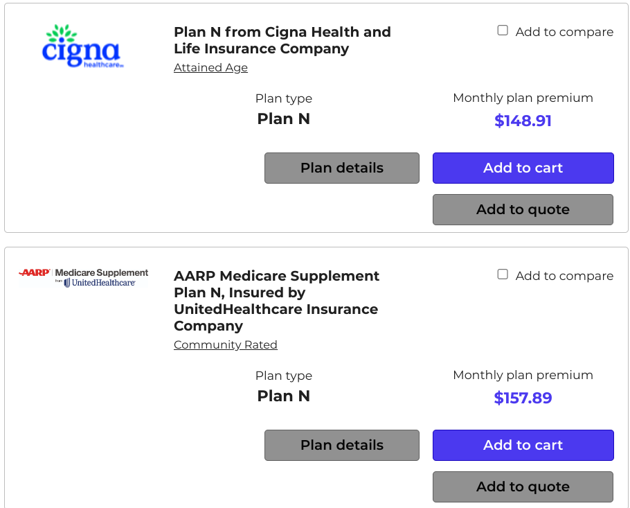 quote N medigap in California